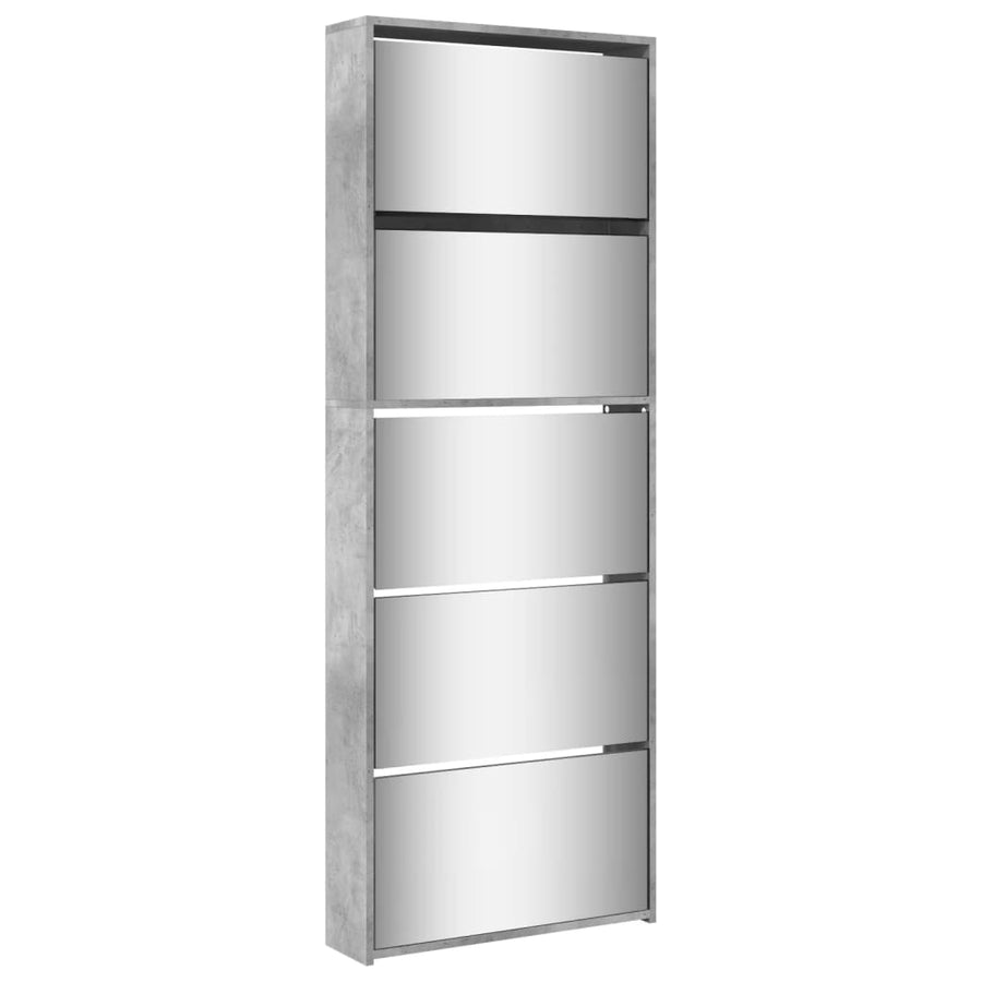 Schoenenkast Met Spiegel 5-Laags 63X7X69,5 Cm Betongrijs