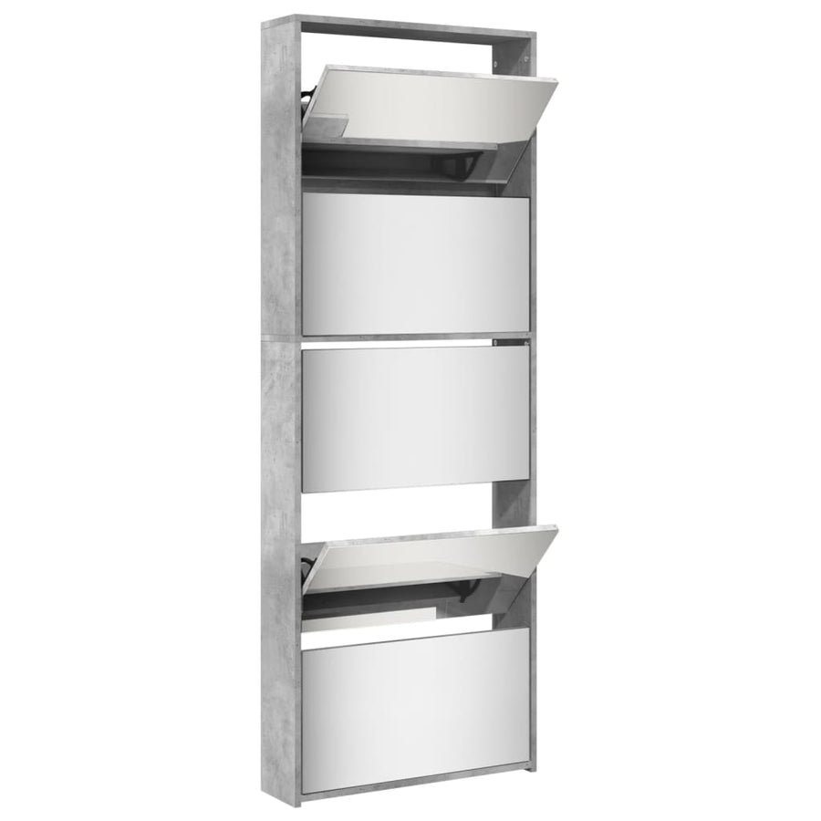 Schoenenkast Met Spiegel 5-Laags 63X7X69,5 Cm Betongrijs
