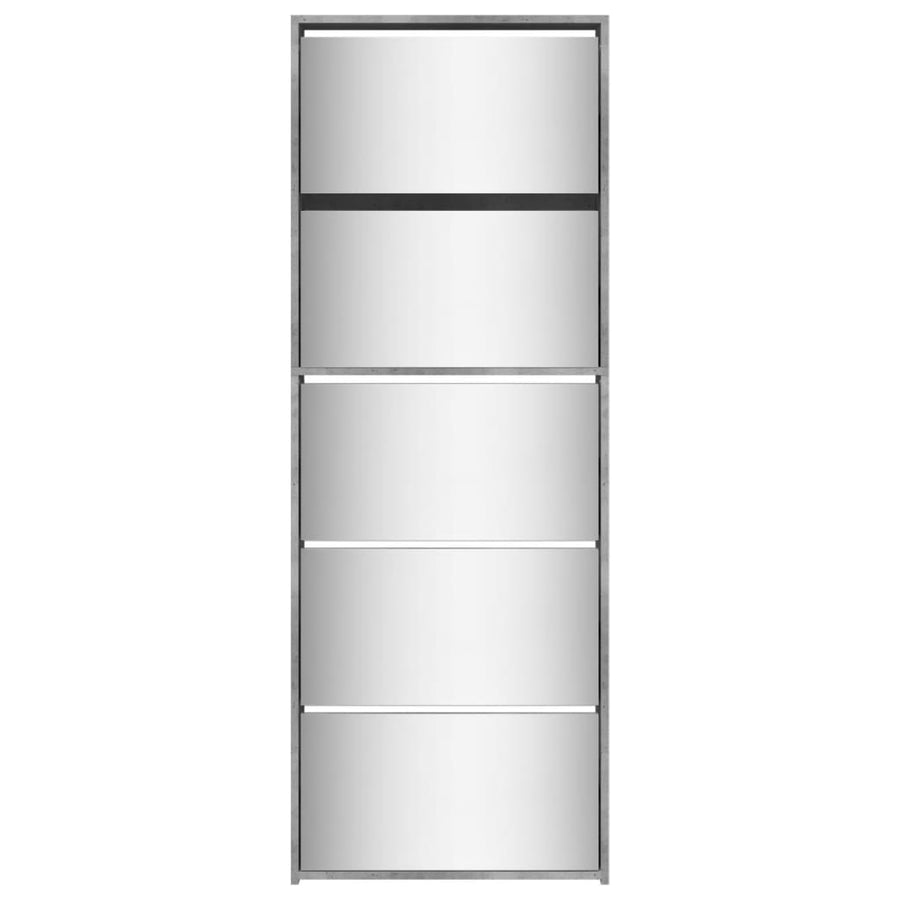 Schoenenkast Met Spiegel 5-Laags 63X7X69,5 Cm Betongrijs