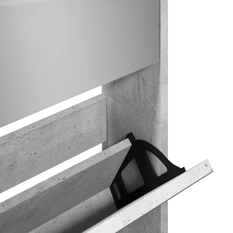 Schoenenkast Met Spiegel 5-Laags 63X7X69,5 Cm Betongrijs