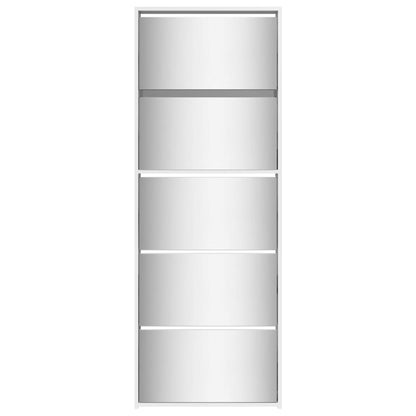 Schoenenkast Met Spiegel 5-Laags 63X7X69,5 Cm Hoogglans wit