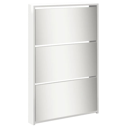 Schoenenkast Met Spiegel 5-Laags 63X7X69,5 Cm Hoogglans wit