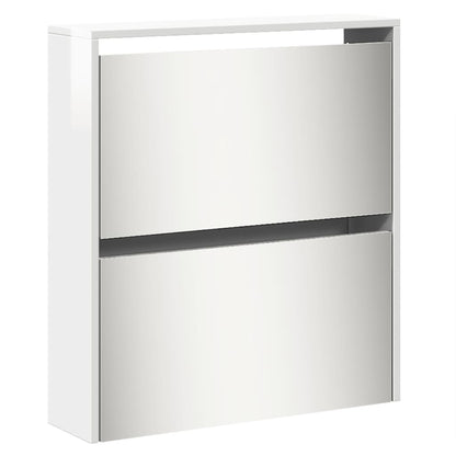 Schoenenkast Met Spiegel 5-Laags 63X7X69,5 Cm Hoogglans wit