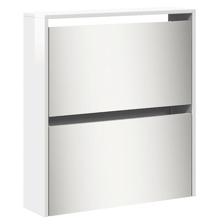 Schoenenkast Met Spiegel 5-Laags 63X7X69,5 Cm Hoogglans wit
