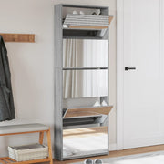 Schoenenkast met spiegel 63x17x170 cm grijs sonoma