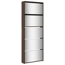 Schoenenkast met spiegel 5-laags 63x17x169,5 cm bruineikenkleur