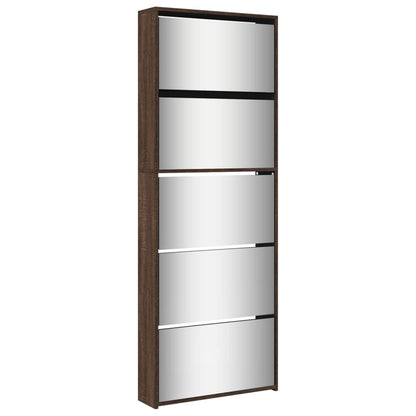 Schoenenkast met spiegel 5-laags 63x17x169,5 cm bruineikenkleur