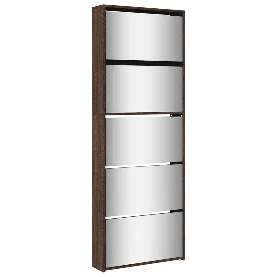 Schoenenkast met spiegel 5-laags 63x17x169,5 cm bruineikenkleur