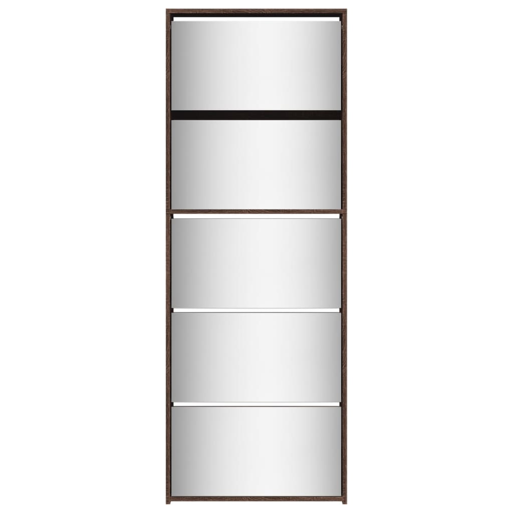 Schoenenkast met spiegel 5-laags 63x17x169,5 cm bruineikenkleur