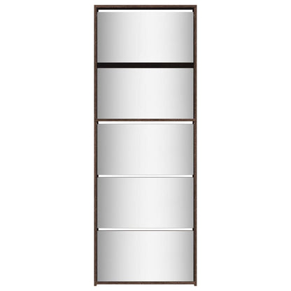 Schoenenkast met spiegel 5-laags 63x17x169,5 cm bruineikenkleur