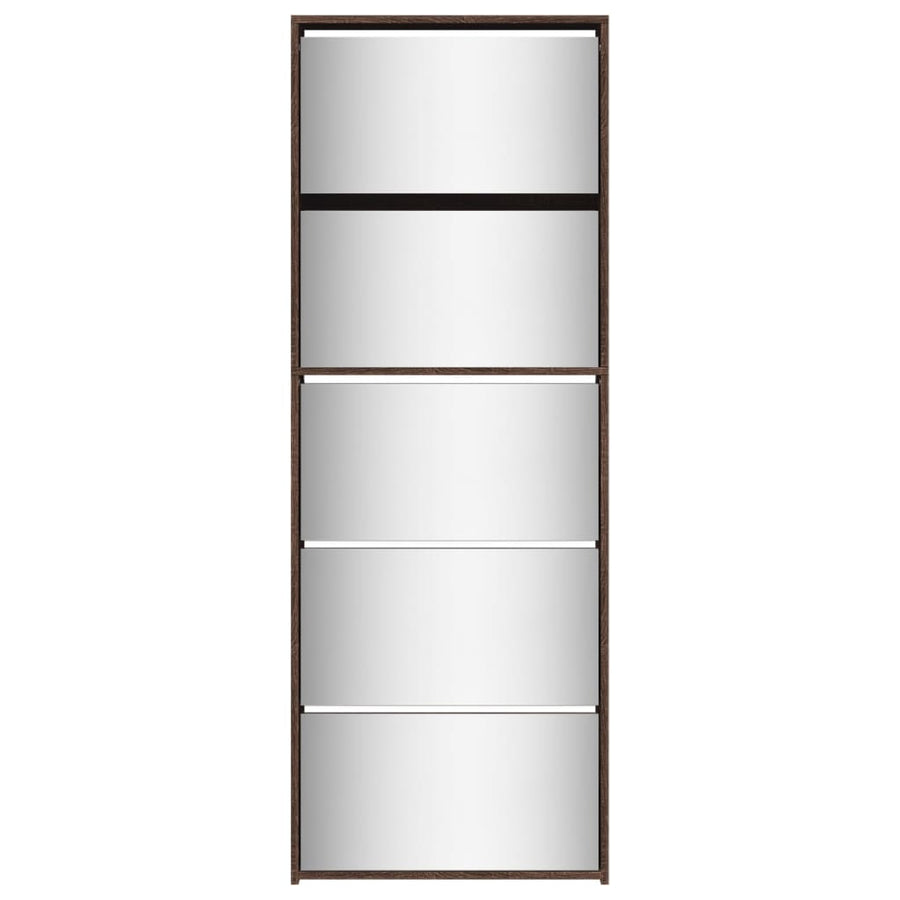 Schoenenkast met spiegel 5-laags 63x17x169,5 cm bruineikenkleur