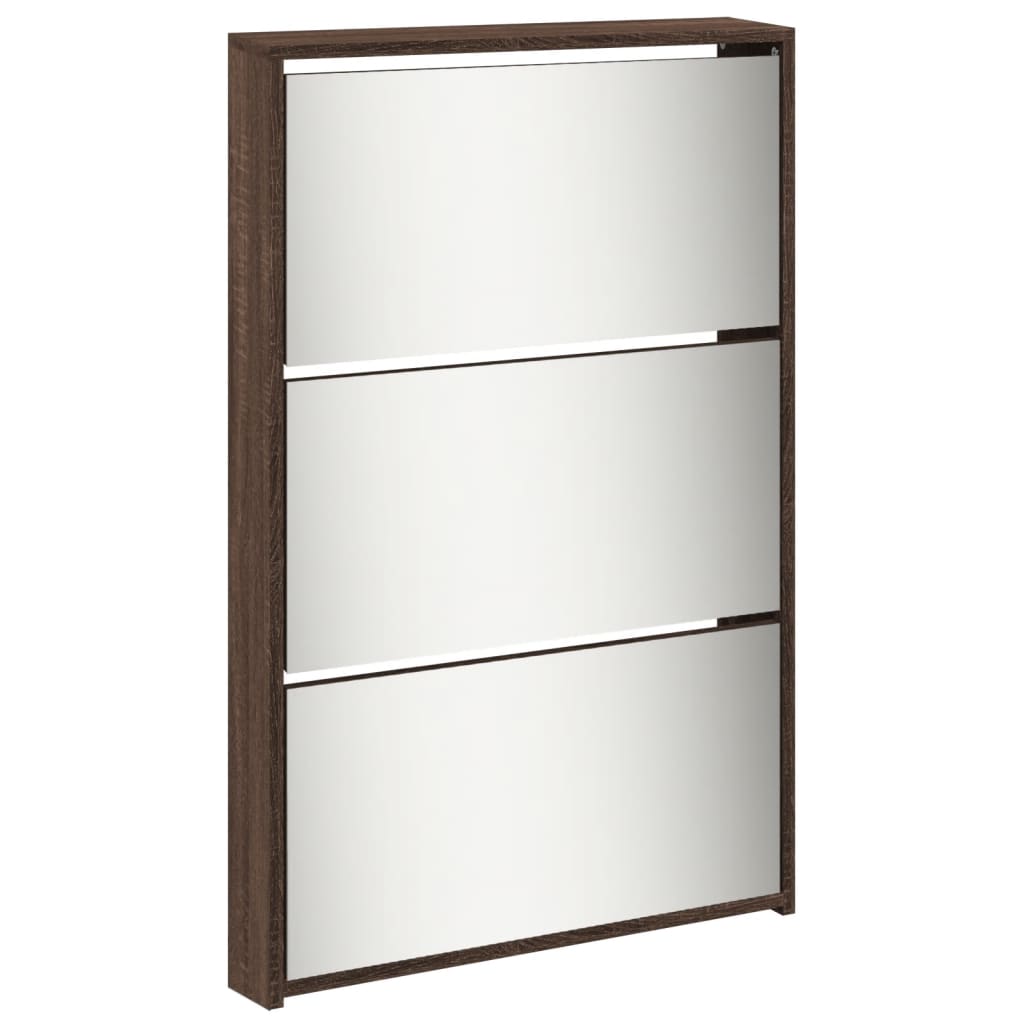 Schoenenkast met spiegel 5-laags 63x17x169,5 cm bruineikenkleur