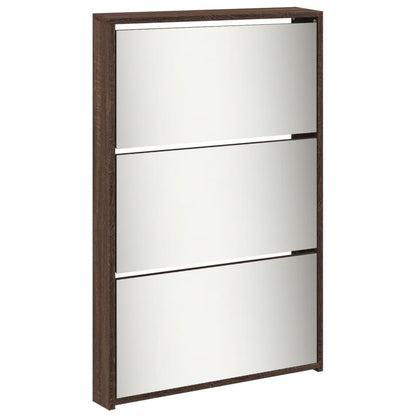 Schoenenkast met spiegel 5-laags 63x17x169,5 cm bruineikenkleur