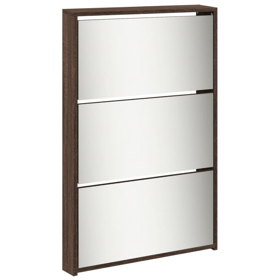 Schoenenkast met spiegel 5-laags 63x17x169,5 cm bruineikenkleur