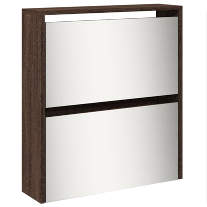 Schoenenkast met spiegel 5-laags 63x17x169,5 cm bruineikenkleur