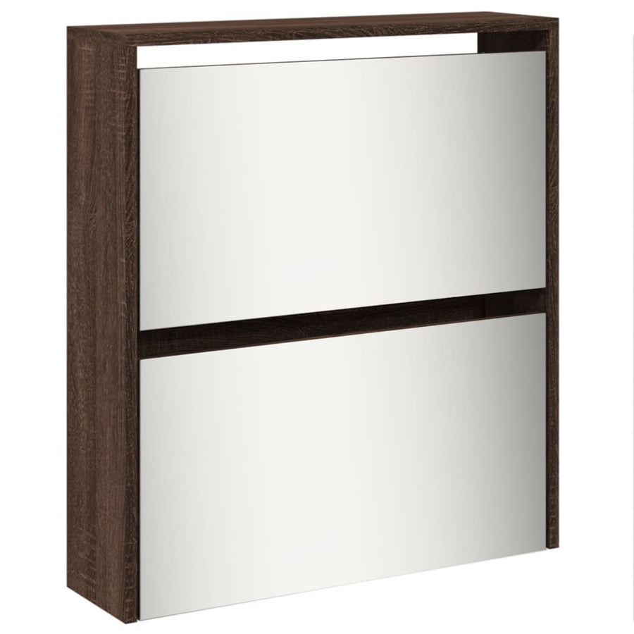 Schoenenkast met spiegel 5-laags 63x17x169,5 cm bruineikenkleur