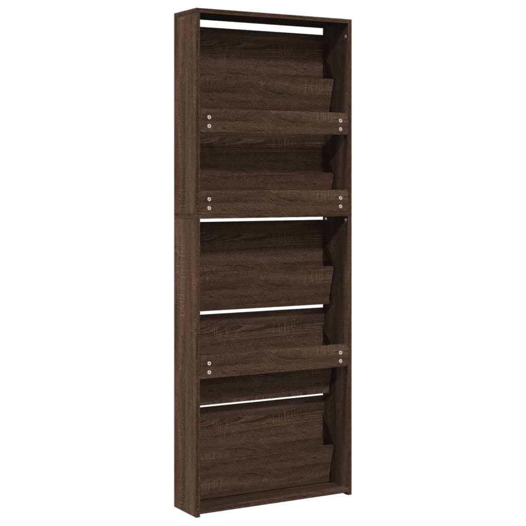 Schoenenkast met spiegel 5-laags 63x17x169,5 cm bruineikenkleur