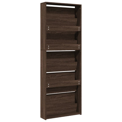 Schoenenkast met spiegel 5-laags 63x17x169,5 cm bruineikenkleur