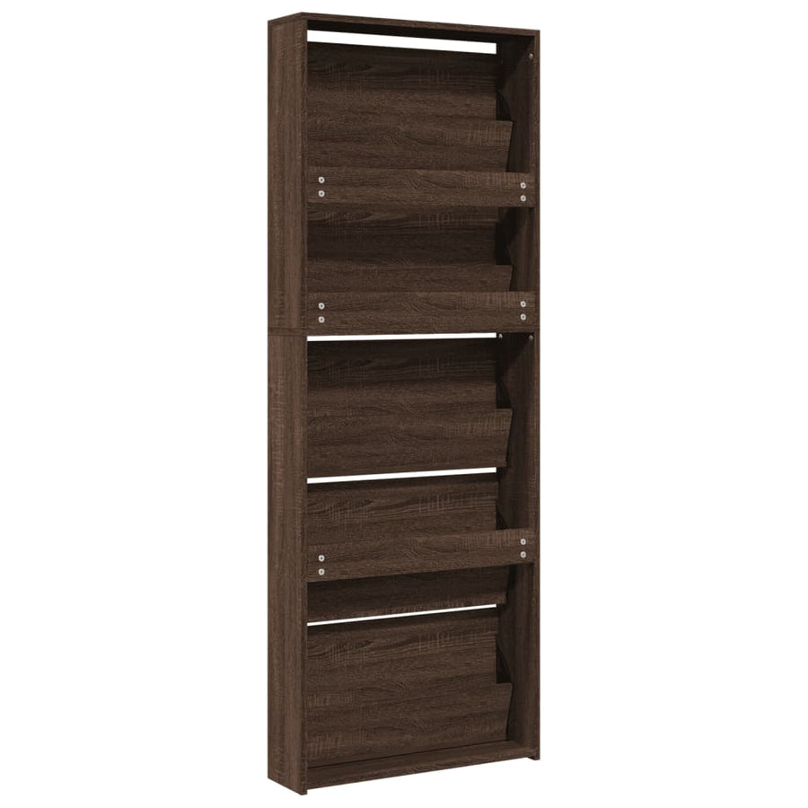 Schoenenkast met spiegel 5-laags 63x17x169,5 cm bruineikenkleur