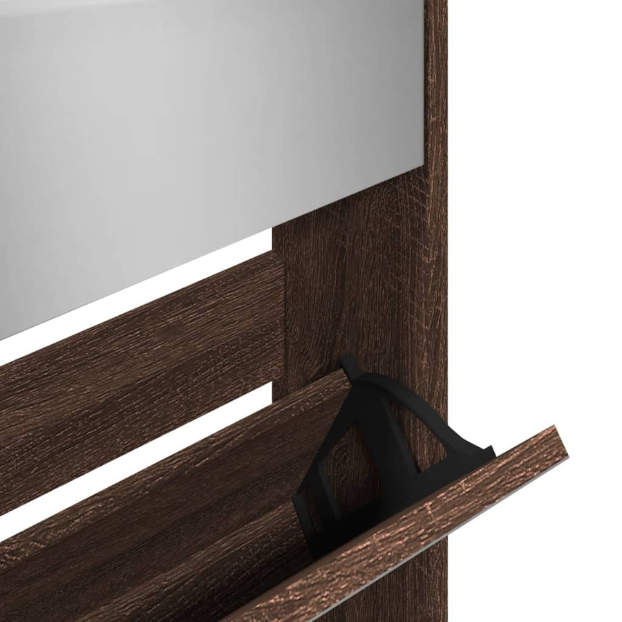 Schoenenkast met spiegel 5-laags 63x17x169,5 cm bruineikenkleur