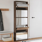 Schoenenkast met spiegel 63x17x169,5 cm bruineiken