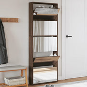 Schoenenkast met spiegel 63x17x169,5 cm bruineiken