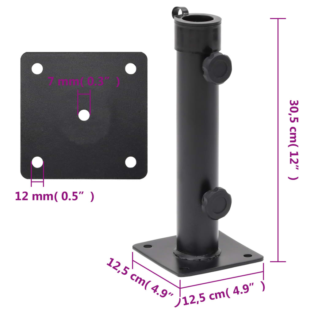 Parasolvoet Voor Ø38/48 Mm Stok Staal matzwart