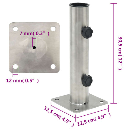 Parasolvoet voor Ø38/48 mm stok staal zilverkleurig