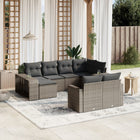 10-Delige Loungeset Met Kussens Poly Rattan Grijs