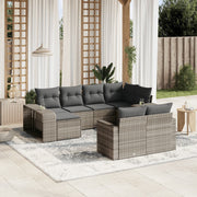 10-piece Lounge Set with Cushions Poly Rattan Light Grey