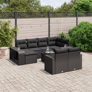 Loungeset 11-delig poly rattan zwart