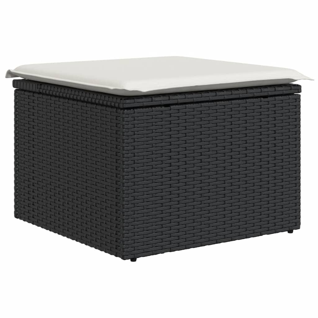 11-Delige Loungeset Met Kussens Poly Rattan Zwart