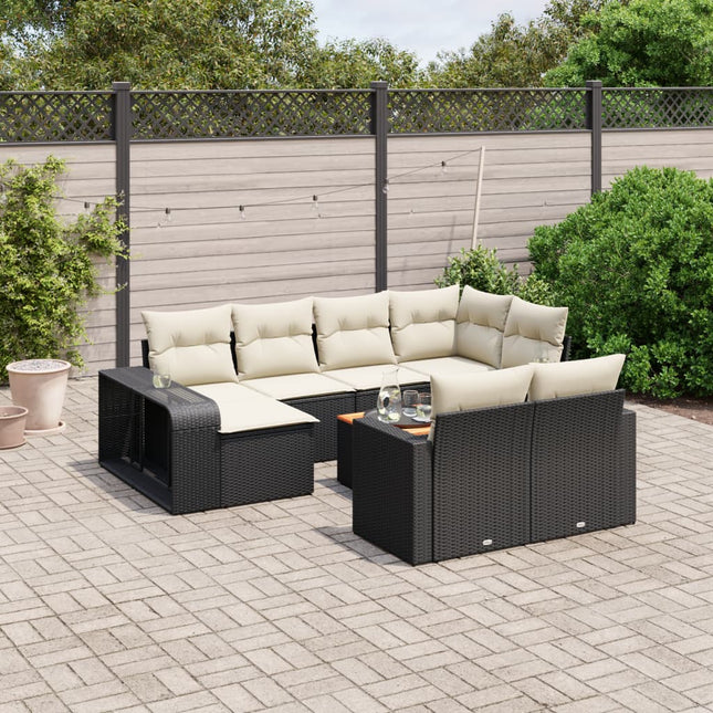 11-Delige Loungeset Met Kussens Poly Rattan Zwart