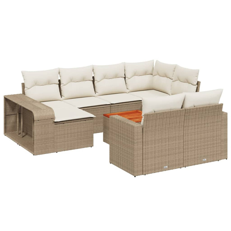 11-Delige Tuinset Met Kussens Poly Rattan Beige