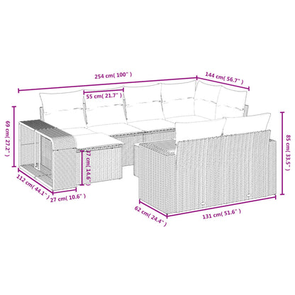 11-Delige Tuinset Met Kussens Poly Rattan Beige