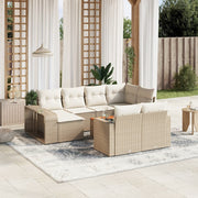 11-piece Garden Furniture Set with Cushions, Poly Rattan, Beige