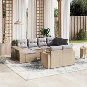 11-piece Garden Furniture Set with Cushions, Poly Rattan, Beige