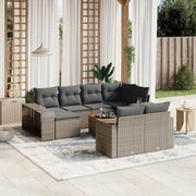 11-piece Loungeset with cushions poly rattan grey