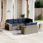 11-piece garden lounge set with cushions, grey poly rattan