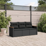 Loungeset 3-delig poly rattan zwart