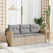 Loungeset 3-delig poly rattan gemengd beige