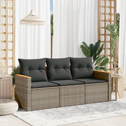 Loungeset 3-delig poly rattan grijs