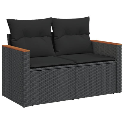4-Delige Loungeset Met Kussens Poly Rattan Zwart
