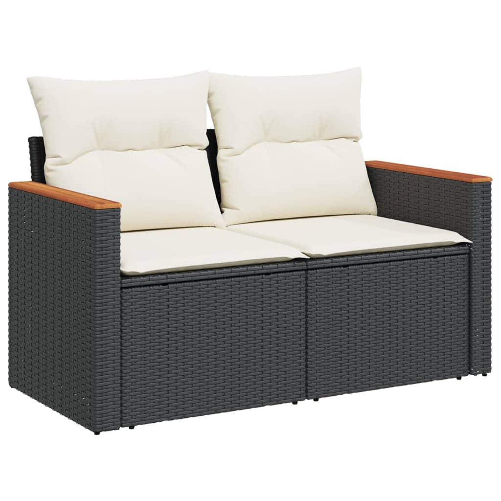4-Delige Loungeset Met Kussens Poly Rattan Zwart