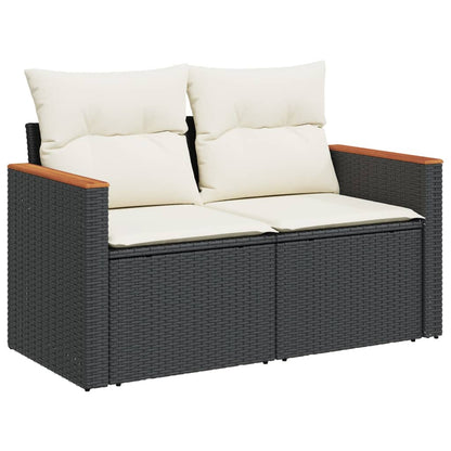 4-Delige Loungeset Met Kussens Poly Rattan Zwart