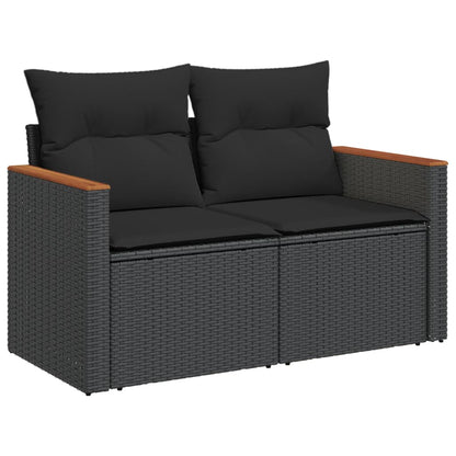 4-Delige Loungeset Met Kussens Poly Rattan Zwart