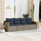 4-piece garden sofa set with cushions, grey poly rattan