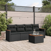 Loungeset 5-delig poly rattan zwart
