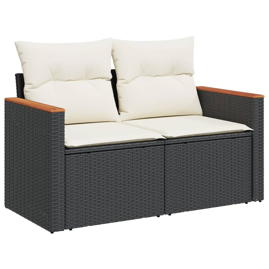 5-Delige Loungeset Met Kussens Poly Rattan Zwart