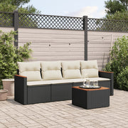 Loungeset 5-delig poly rattan zwart